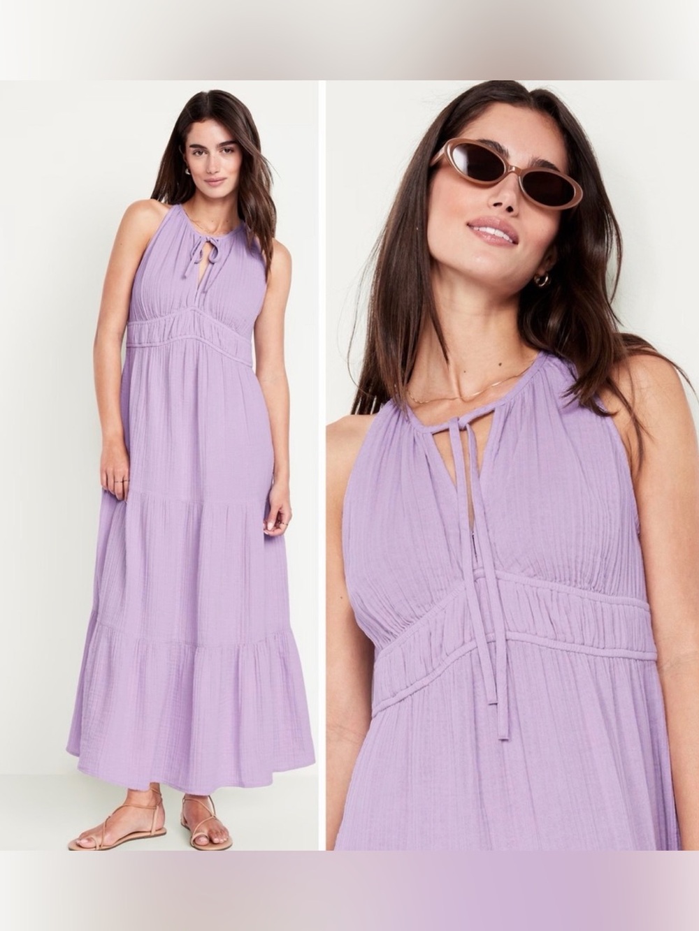 Old Navy Sleeveless lavender cotton Maxi Dress with V-Neck